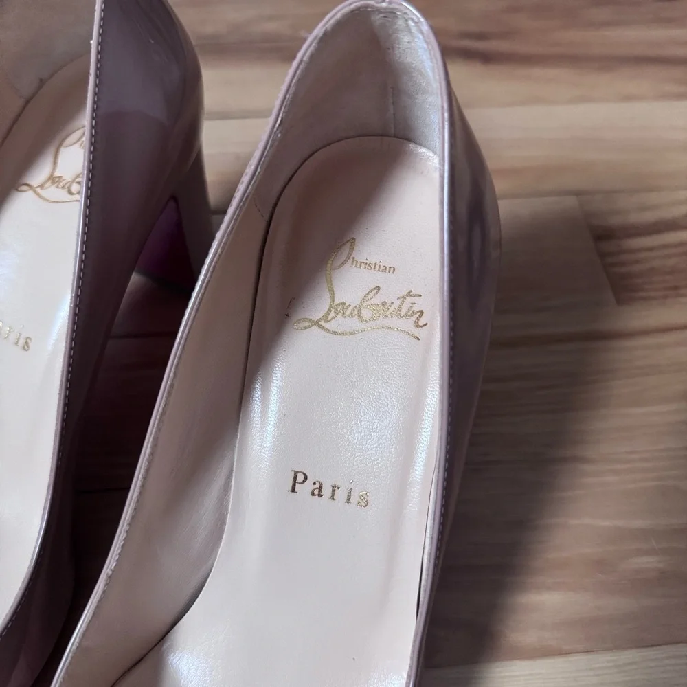 Christian Louboutin Cadrilla 70mm Patent Nude Block Heel Pumps, size 36.5 - Picture 5 of 13
